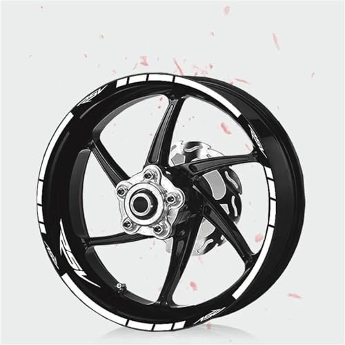 Felgendekoration Reflektierender Aufkleber Für Motorradreifen Und Zubehör, Wasserdichter Felgenaufkleber, Vorder- Und Hinterradaufkleber Für RSV Langlebig und attraktiv(Bianco)