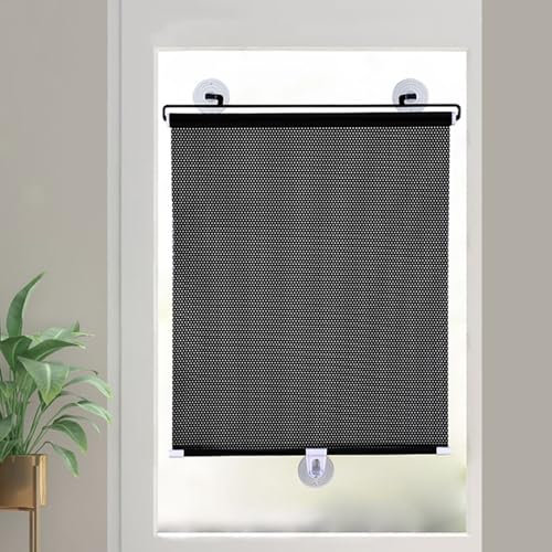 Verdunkelungsrollo mit Saugnapf, Saugnapfes Rollo Fensterrollo Sonnenschutz-Rollos, Sichtschutz Vorhänge, Tragbare Temporäre Jalousien, Hitzeschutz, Ohne Bohren