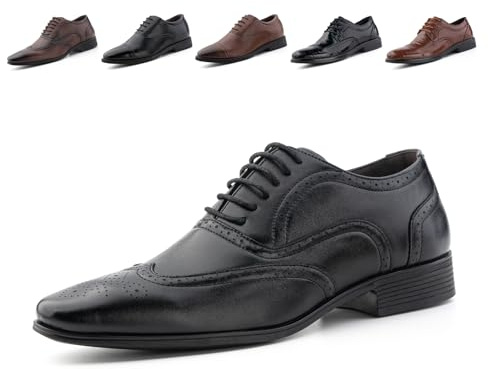 Zapatos Derby Hombre Brogues Zapatillas Cordones Vestir Oxford Zapatos Boda Formales Casuales Negocios Cómodo Antideslizante gpg669 Negro 43