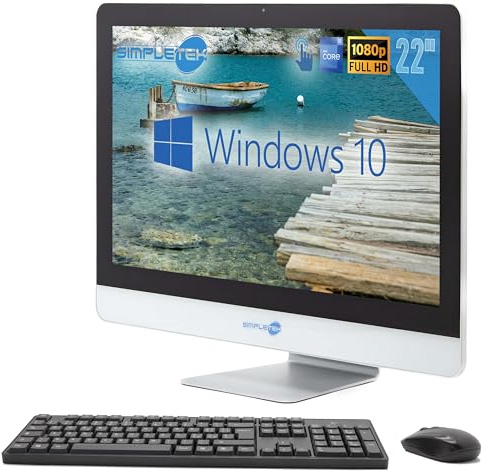 SIMPLETEK Écran tactile tout-en-un | 22 Full HD Core i5 2500T 2,3 GHz Windows 10 Pro | 16 Go RAM SSD 2 To | Webcam écran tactile haut-parleur interne + souris et clavier sans fil | Ordinateur