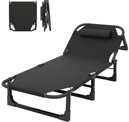 Klappbett Camping Leicht 4-stufige Verstellung Der Rückenlehne, Klappbett Gästebett 75 cm Breites Bett, Tragfähigkeit 250kg