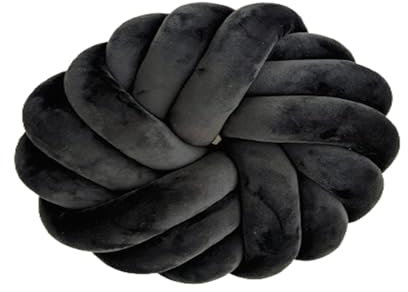 Champracer Knotenkissen, Dekokissen Knotenkissen, Knot Kissen Nordische, Atmungsaktiv und Super Elastisch Geknotetes Kissen, für Schlafzimmer, Sofa, Auto, Büro, Spielzimmer (35 * 35 cm) (Schwarz)