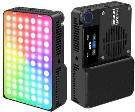 Amaran Ace 25c - Full Color Magnetic LED Light, 5000mAh Battery, RGBWW Portable Video Light for Filmmakers and Creators, Adjustable Brightness and CCT (Charcoal Grey)