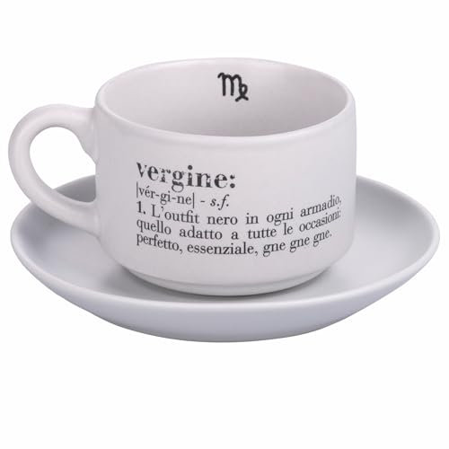 Villa d'Este Home Tivoli Tazzina caffè 90 ml con piattino in porcellana, Victionary Vergine