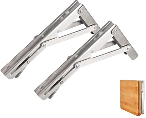 Schwerlastträger, Regalhalterung, Regalhalter, Klappkonsole Schwerlast, 1 Paar klappbare Regalhalterungen for die Wandmontage, robuste dreieckige Eckstrebe, L-förmige Halterung aus Edelstahl, maximale
