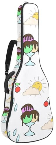 Eslifey Tasche für Akustikgitarre, chinesisches Neujahr, Fuwa Fish Lotus, verstellbarer Schultergurt, Gitarrenkoffer, Gigbag 101,6 cm, 104,7 cm, 106,7 cm, Mehrfarbig 4, 42.9x16.9x4.7 in,