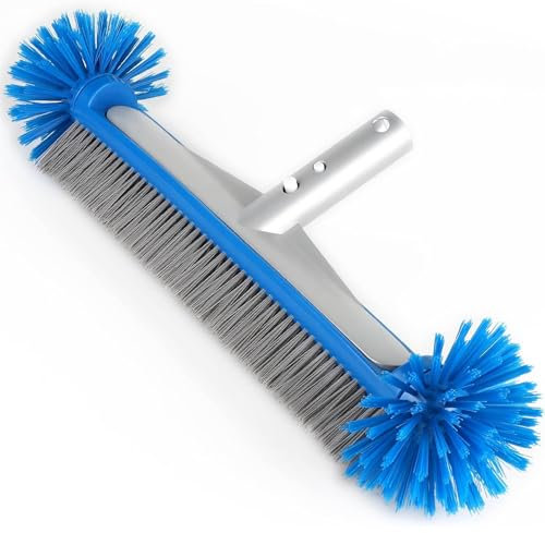 43cm Poolbürste mit Halbkugelförmigen Borsten Poolbesen mit EZ Clip Aluminiumgriff 7 Reihen von Nylonborsten Gartenpool Reinigungsbürste für Pool Reinigung, Nicht mit Aluminium Demontage Stange