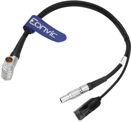 Eonvic Rotatable Right Angle 10 Pin to RJ45 and 2 Pin Male Ethernet Camera Control Cable for ARRI Alexa Mini LF XT SXT S35 Camera