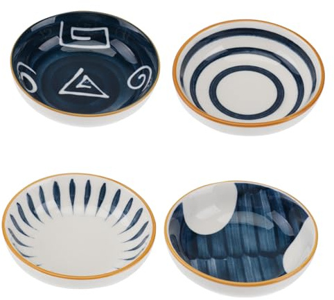 VICASKY 4pcs Chinese Dipping Bowls Seasoning Sauce Dishes Japanese Design for Home Restaurant