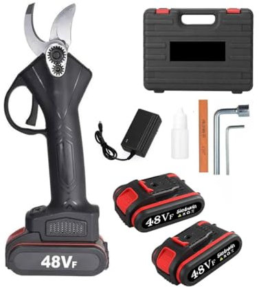 Bdit accessori Forbici Potatura con 2 Batterie da 48V Trincia Rami Professionale Cesoie Elettriche Forbice da Giardino Alberi da Frutta Cordless Senza Fili Arbusti, verde blu