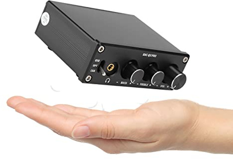 AC Pro Hi-Fi Decoder con Amplificatore per Cuffie e Controllo del Suono, USB, Coassiale e Input in Fibra (BLACK)