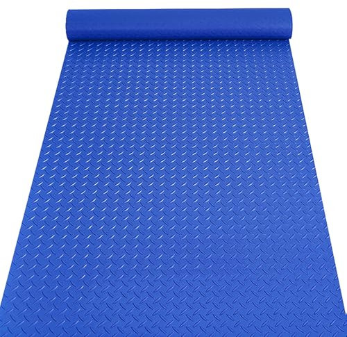FVTVHEV Gummi-Garagenbodenmatte Garage Bodenbelag Rolle 1,5 mm dick Wasserdicht und flammhemmend Parkmatte für Garagenboden ​​Rutschfeste Oberfläche Geeignet für den Innen- und Außenbereich(Blau,0.8x7