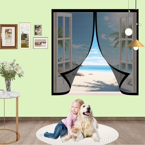 Zanzariera Magnetica, Zanzariera 70 x 205 cm Anti Zanzare Insetti, Resistente Traspirante Magnetica per Porte Finestra per Porta Finestra Balcone Soggiorno, Nero