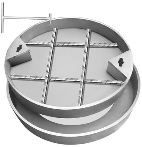 Coperture Invisibili per Fosse settiche, Copertura Rotonda per bacini fognari da 12, 16, 20, 24, 28 e 32 Pollici, Copertura di ispezione in Metallo Resistente per vialetti, Cemento, Cortile,