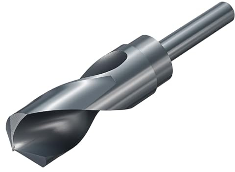 sourcing map Broca de 30,5 mm, vástago reducido de 1,27 cm, M2, acero de alta velocidad, nitruro, negro, brocas de 135° para metal duro, acero inoxidable, profesional