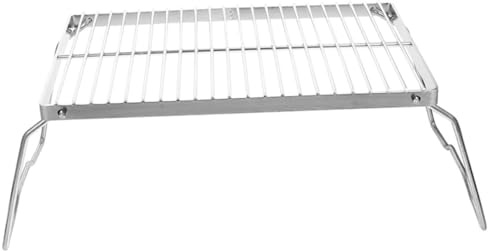 FUNOMOCYA Adjustable Height Portable Barbecue Rack Stainless Steel Outdoor Camping Grill Stand Bbq Wire Mesh with Stable Legs for Picnic Cooking