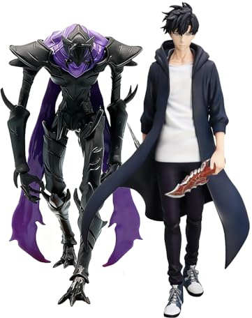 Qixiaan 2 Stück Sung Jin Woo Figur Beru Actionfigur Cartoon Figur PVC Statue Modell Desktop Ornament Sammlerstück Geschenk für Fans