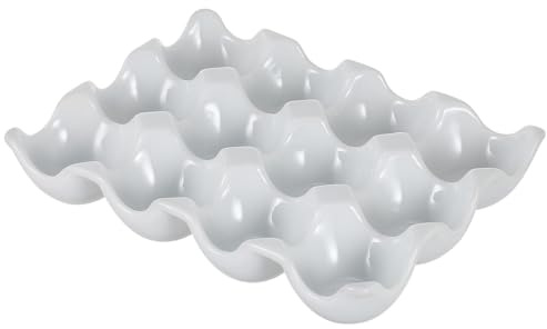 GARIOUANS Portauova Frigorifero in Ceramica Bianca Scomparti con Design Antiscivolo e Antiurto Contenitore Uova per Conservazione e Protezione Sicura in Cucina