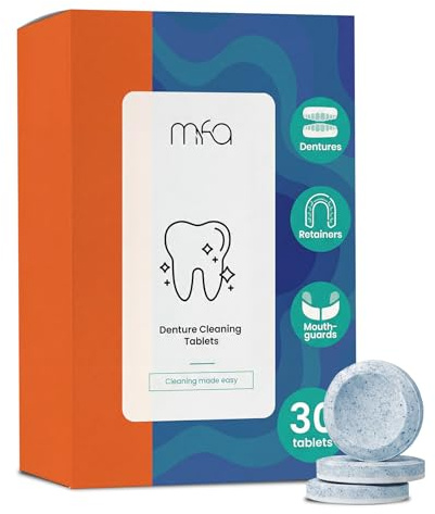 mfa Pastillas de limpieza Retainer – Retainer, dentaduras postizas, protector bucal, aparatos ortopédicos, alineadores limpiadores, perfecto para limpiadores ultrasónicos (30 pastillas)