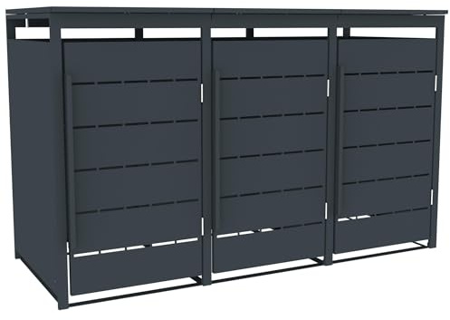 ESTEXO Mülltonnenbox Mülltonnenverkleidung mit Deckel Anthrazit mit Soft-Close Aufbewahrungsbox Müllbox (3 Türen)