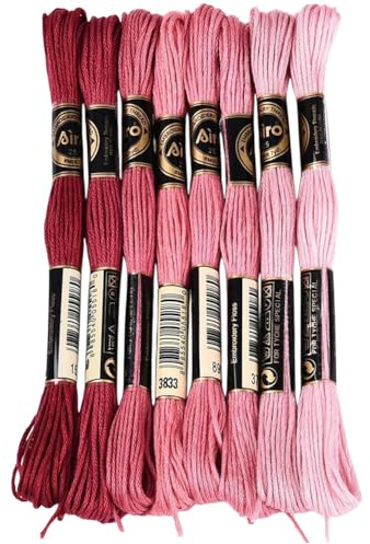 CABODYALS 8 Knäuel (64 m) 6 Fädiges Kreuzstichgarn Buntes Farbverlauf Polyester Stickgarn Mehrfarbiges Freundschaftsarmbandgarn Großpackung Zum Nähen Schmuckherstellung Handarbeiten Stricken DIY