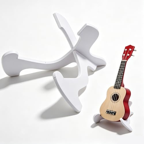 Tomedny Soporte portátil para ukelele, soporte plegable para guitarra, antideslizante, ligero, de PVC, blanco, soporte para violín, para guitarra pequeña, mandolinas, violines, banjo