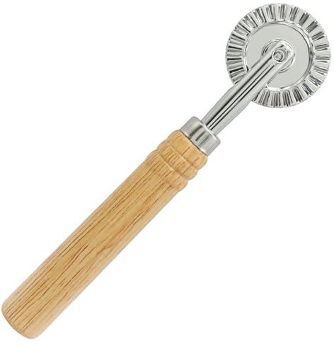 Jersvimc Pasta Cutter Ravioli Cutter Crimper Tool, Fluted Pastry Wheel Roller with 6.3 Inch Long Handle for Cracker Dumpling Empanada Pizza Cookies