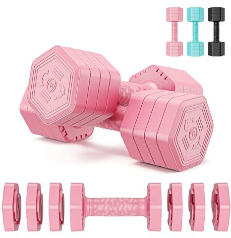 Dripex Women Weights Dumbbells Set 2.5kg 5kg 7.5kg Adjustable Dumbbell Pair | Weight Set for Women Men 4-in-1, Anti-Roll Design, Sold as a Pair, Non-Slip Handle, Home Gym Workout