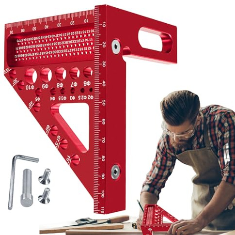 Goniometro quadrato per la lavorazione del legno, Goniometro 3D per la lavorazione del legno - Righello per tracciare la posizione dei fori in lega di alluminio - Goniometri quadrati accurati, righell