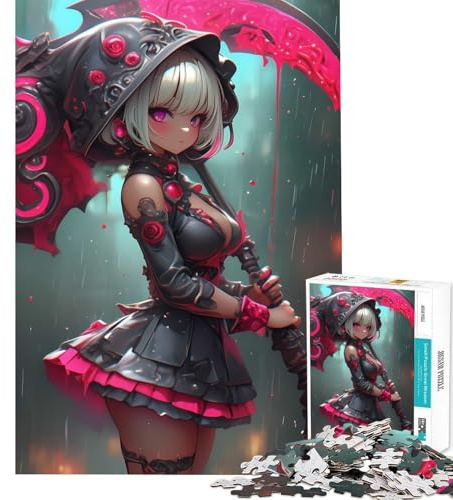 Puzzle da 1000 pezzi per adulti con ragazza anime con falce gioco avvincente per coltivare la pazienza gioco educativo attività per famiglie opera d'arte regalo (dimensioni 38x52cm)