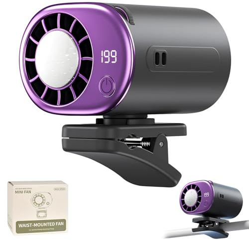 xinrongda Car Clip on Air Conditioner Fan, Rechargeable Mini Clip-on Fan with LED Display, 199-Speed Touch Control & 360° Rotation, Hands-Free Car Fans Blow Cold Air for Car Office Home and Desk