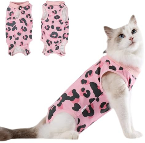 DoggieKit Cat Recovery Suit Post Surgery Surgical Recovery Onesie for Cats Kittens Surgical Recovery Suit for Spay Females Cats Soft Breathable Bodysuit for Anti-Licking Abdominal Wounds Skin Diseases
