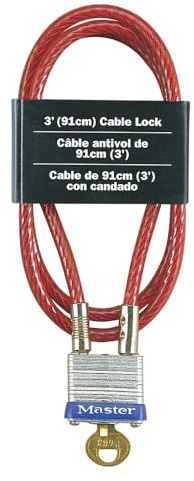 Master Lock 719D Steel Cable with Integrated Outdoor Padlock with Key, 1 Pack