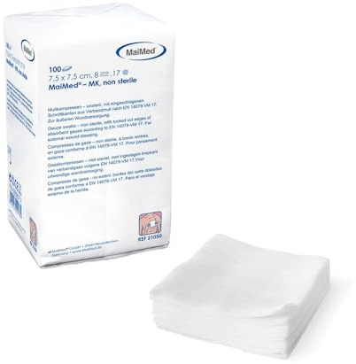 MaiMed Gauze Compresses Non-Sterile 8-Ply Item No. 21050 Pack of 100 7.5 x 7.5 cm