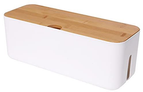 Changsuo Kabelmanagement-Box, Kabel-Organizer-Boxen für Verlängerungskabel, Power Stripe, Überspannungsschutz, Kabelmanagement-Organizer, Abdeckung für den Schreibtisch (klein, weiß)