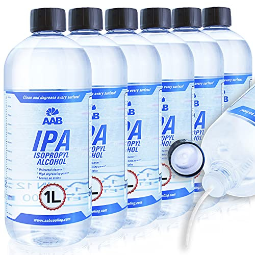AABCOOLING IPA 1L – Set of 6 - Alcohol, Very Efficient Isopropyl Alcohol, Rubbing Alcohol for Everyday Use, Universal Isopropyl, Circuit Board Cleaner, For Greases And Oils