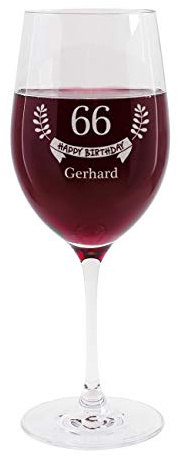 Herz & Heim® Weinglas mit Gravur des Namens zum 66. Geburtstag - Happy Birthday - die Geschenkidee