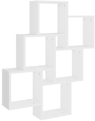 vidaXL Würfelregal Wandregal Hängeregal Cube Lounge CD Regal Dekoregal Bücherregal Schweberegal Wandboard Regalwürfel Weiß 78x15x93cm Holzwerkstoff