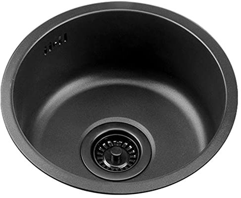 Runde Küchenspüle Schwarz Grau Nano Bar Spüle Edelstahl Küche Kleine Einzelspüle für Bar Balkon Mini Küche Bad (30cm, Schwarz)