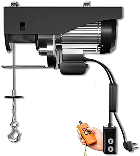 SATUREY Mini 220V Household Electric Lifting Hoist, Crane Winch with Wireless Remote Control, Suitable for Commercial/Home/Warehouse/Garage,950W,12m