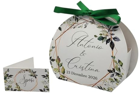 24 Scatole Confetti Matrimonio Personalizzate | Kit Bomboniere Matrimonio Fai da Te con Bigliettini Confetti Personalizzati | Scatoline Portaconfetti per Nozze Promessa e Anniversario(M01)