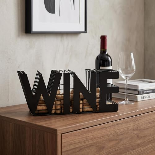 JHY DESIGN Metal Wine Corks Holder Display Rack 34 cm Length Craft Stopper Collection Box Storage for Home Decor Indoor Outdoor