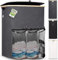 Hennez Wäschebox 150L - Wäschekorb 3 Fächer 60 cm Breit, Deckel - Wäschesortierer mit Wäschesack - Laundry Baskets - Wäschetonne - Wäsche Sortiersystem - Wäschesammler - Washing Basket - Grau Bambus