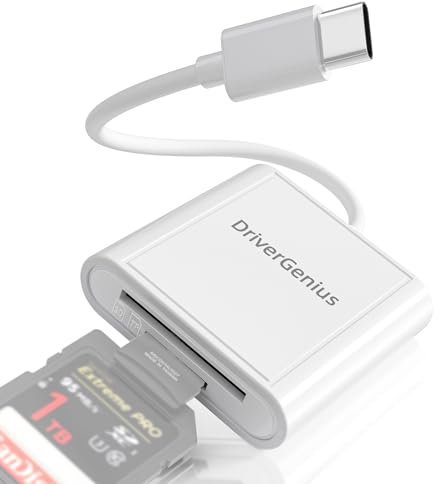 DriverGenius LiteRead II | SD/MicroSD Lector de Tarjetas USB 2.0 Tipo-C – Adaptador OTG 2 en 1 Portátil para Fotografía y Creadores (ABS, HB001)