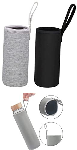 BigCheer Bottiglia d'acqua in neoprene, borsa termica per bottiglie, bottiglia d'acqua, custodia termica in neoprene, adatta per bottiglie di tè, teiera in vetro, 2 pezzi
