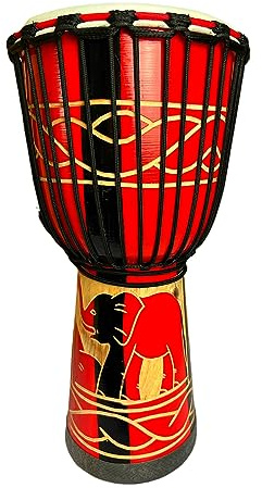 TAOSKNE Djembe Drum,Bongo Congo,African Drum,10 inch professional hand drum - Not Made In China (Red elephant)