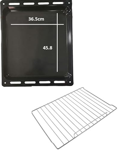 FIGEVIDA Leccarda + Griglia per Forno 36.5x45.8 Nera, Adatta Ai Marchi per Candy 42820218 + 70007870 Ex 42822506
