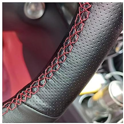 HIPATU Lenkrad Abdeckung Handgenähtes Mikrofaser Leder Anti Rutsch Auto Lenkradbezug für Citroen C4/C4 Aircros, Auto Lenkradschoner Lenkradhüllen Innenraum Autozubehör,D/Other Stitch Colors