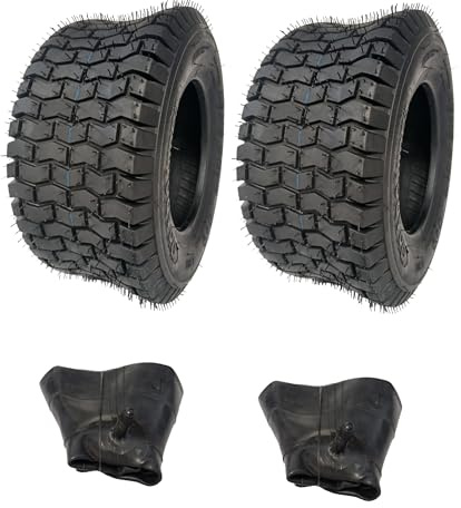 Lot de 2 chambres à air + 2 pneus 15 x 6.00-6 LG01 15 x 6-6 pour tracteur de pelouse, tondeuse autoportée, machines agricoles, pneus de tondeuse à gazon, pneus de tondeuse à gazon, 15 x 6,00-6 15 x