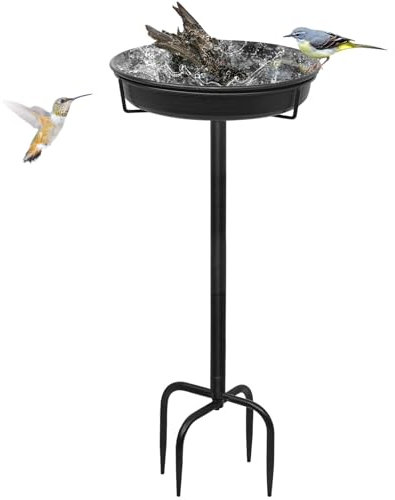 YALINKA Freistehendes Vogelbad, 71 cm, für Außenbereich, Garten-Vogelbad mit Metallstab, Abnehmbarer Dekorations-Vogelspender für Garten, Terrasse, Hof und Rasen, aktualisierte Version (A)